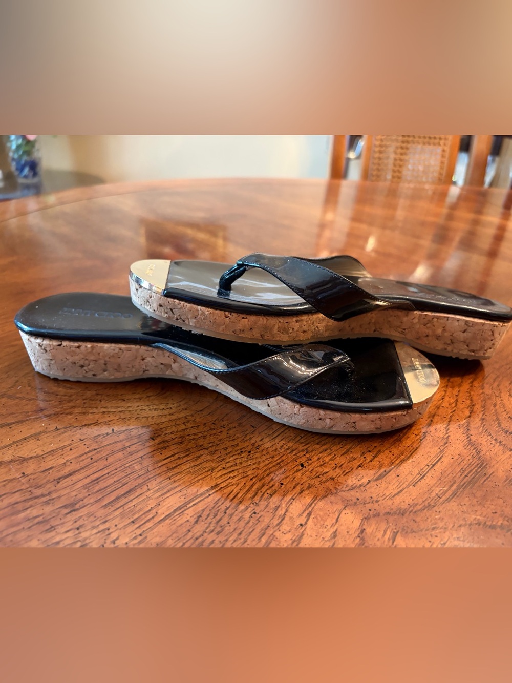 Jimmy Choo Glossy Black Sandals
